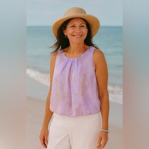 Lane Bryant Purple Feather Print Lined Tank Top Women's Plus Size 18/20